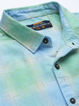 Men's Regular Fit Checkered Full Sleeves Cutaway Collar Casual Shirt