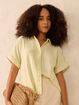 Women's Yellow Relaxed Fit Button Down Shirt