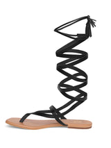 Women's Black Casual Leather Gladiator Sandals