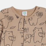 Boys Beige Casual Regular Fit Printed Sleep Suit
