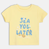 Boys Yellow Casual Regular Fit Printed Half Sleeves Tshirt