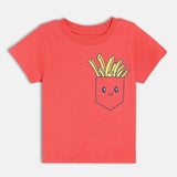 Boys Red Casual Regular Fit Printed Half Sleeves Tshirt