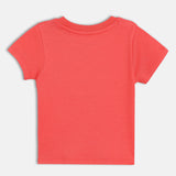 Boys Red Casual Regular Fit Printed Half Sleeves Tshirt