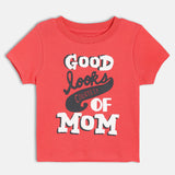 Boys Red Casual Regular Fit Printed Half Sleeves Tshirt