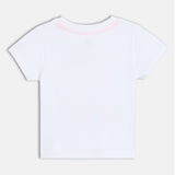 Boys White Casual Regular Fit Printed Half Sleeves Tshirt