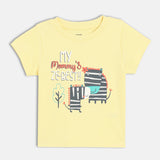 Boys Yellow Casual Regular Fit Printed Half Sleeves Tshirt