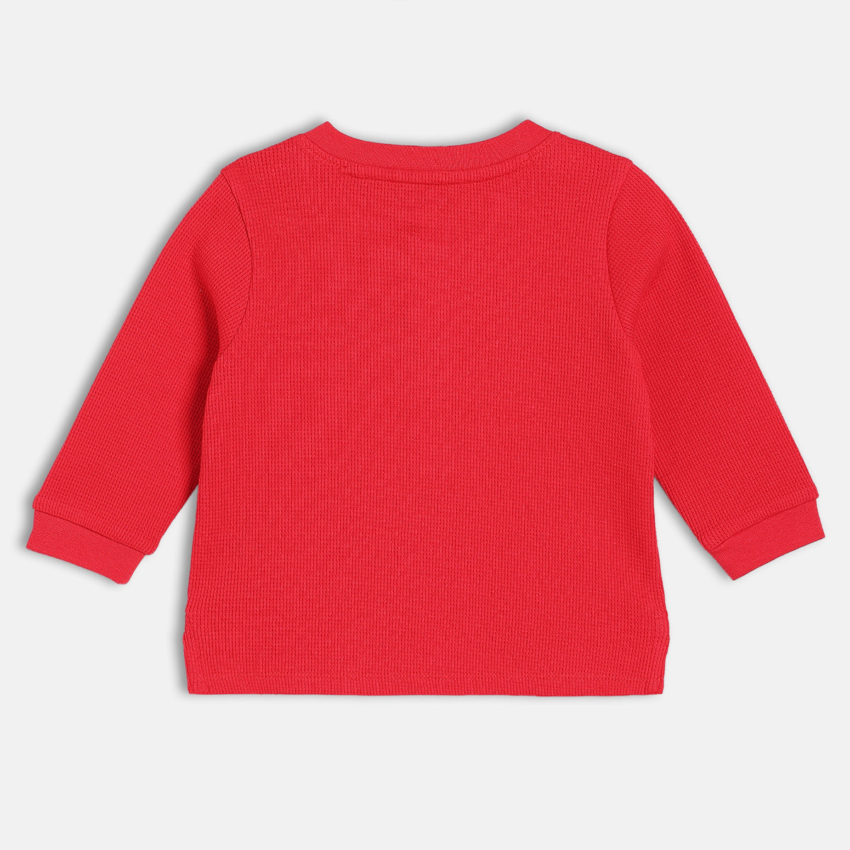 Boys Red Casual Regular Fit Solid Full Sleeves Tshirt