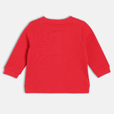Boys Red Casual Regular Fit Solid Full Sleeves Tshirt