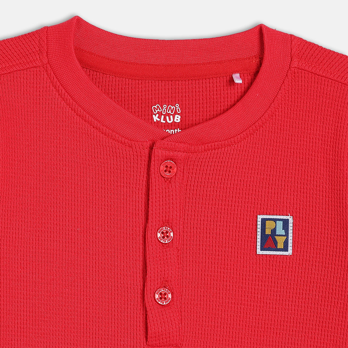 Boys Red Casual Regular Fit Solid Full Sleeves Tshirt