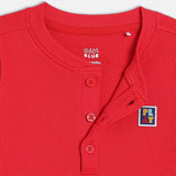 Boys Red Casual Regular Fit Solid Full Sleeves Tshirt
