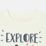 Boys White Casual Regular Fit Printed Half Sleeves Tshirt