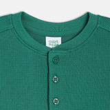 Boys Green Casual Regular Fit Solid Full Sleeves Tshirt