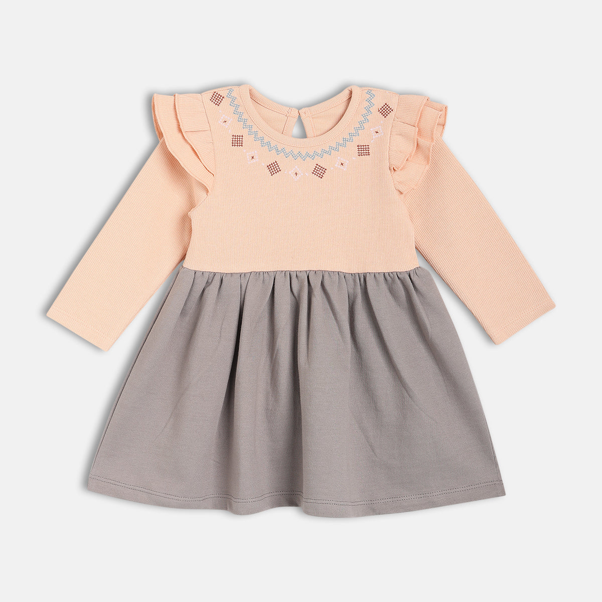 Girls Multicolor Casual Regular Fit Solid Full Sleeves Dress