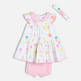 Girls Multicolor Casual Regular Fit Printed Sleeveless Dress