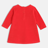 Girls Red Casual Regular Fit Printed Full Sleeves Dress