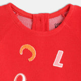 Girls Red Casual Regular Fit Printed Full Sleeves Dress