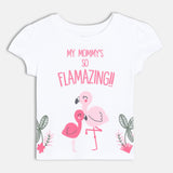 Girls White Casual Regular Fit Printed Top