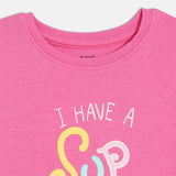 Girls Pink Casual Regular Fit Printed Top