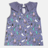 Girls Gray Casual Regular Fit Printed Top