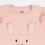 Girls Pink Casual Regular Fit Printed Sleep Suit