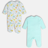 Boy's Multicolor Daily Regular Fit Printed Full Sleeves Sleep Suits - Set of 2