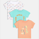 Boys Multicolor Casual Regular Fit Printed Half Sleeves Tshirt - Set of 3