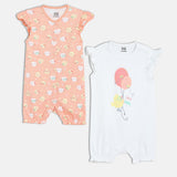 Girls Multicolor Casual Regular Fit Printed Sleeveless Rompers - Set of 2