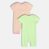 Girls Multicolor Casual Regular Fit Printed Half Sleeves Rompers - Set of 2