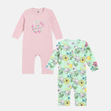 Girls Multicolor Casual Regular Fit Printed Full Sleeves Rompers - Set of 2
