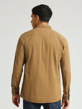 Mens Brown Casual Regular Solid Full Sleeves Shirt
