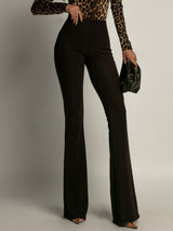 Women's Black Party Regular Fit Solid Trouser
