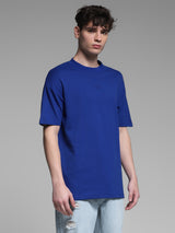 Men's Blue Casual Oversized Fit Solid Half Sleeves Tshirt