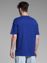 Men's Blue Casual Oversized Fit Solid Half Sleeves Tshirt