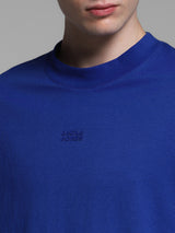 Men's Blue Casual Oversized Fit Solid Half Sleeves Tshirt