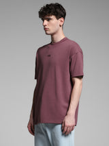 Men's Purple Casual Oversized Fit Solid Half Sleeves Tshirt