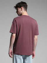 Men's Purple Casual Oversized Fit Solid Half Sleeves Tshirt
