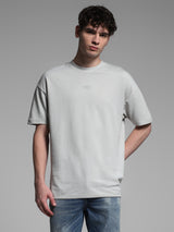 Men's Grey Casual Oversized Fit Solid Half Sleeves Tshirt
