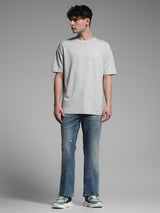 Men's Grey Casual Oversized Fit Solid Half Sleeves Tshirt