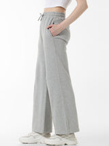 Women's Gray Knitted Casual Solid Regular Fit Jogger