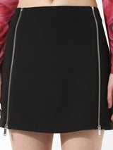 Women's Black Woven Casual Solid Mini Skirt