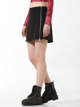 Women's Black Woven Casual Solid Mini Skirt