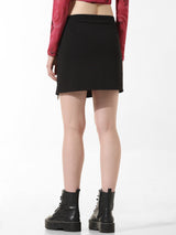 Women's Black Woven Casual Solid Mini Skirt