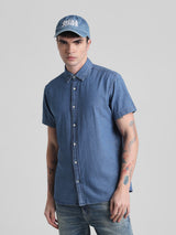 Men's Blue Casual Regular Fit Half Sleeves Shirt