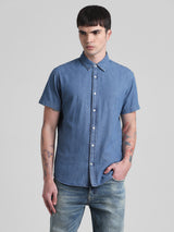 Men's Blue Casual Regular Fit Half Sleeves Shirt