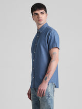 Men's Blue Casual Regular Fit Half Sleeves Shirt