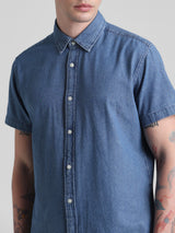 Men's Blue Casual Regular Fit Half Sleeves Shirt