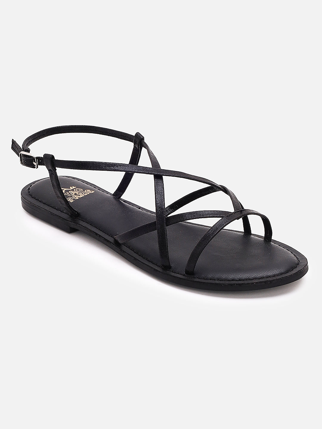 Women's Black Casual PU Ankle Strap