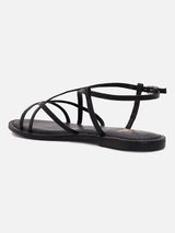 Women's Black Casual PU Ankle Strap