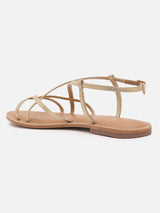 Women's Gold Casual PU Ankle Strap