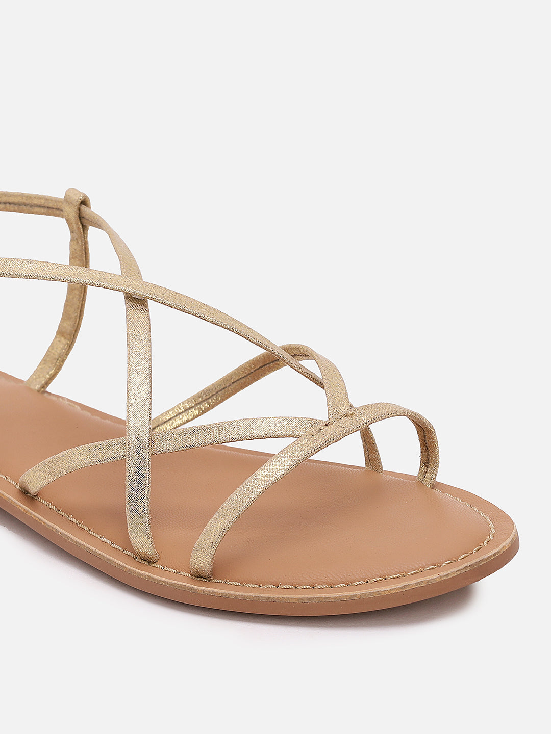 Women's Gold Casual PU Ankle Strap